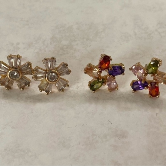 Jewelry - Elegant Multi-Color Floral Earrings and clear flower set of 2 pair